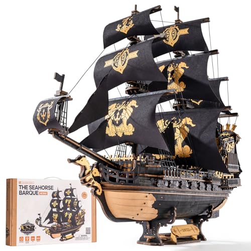 ROKR 3D Wooden Puzzles,Seahorse Barque Model kit,Ideal Gift for Adults&Teen