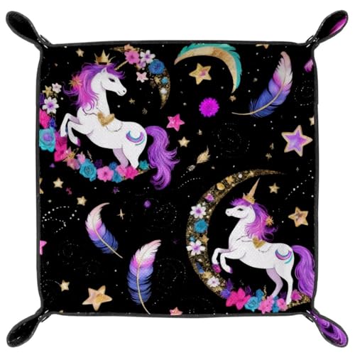 Feathers Horse Dice Tray Dice Rolling Tray Folding Dice Holder for Dice Games, Like RPG, DND and Other Table Games - color: Multi 4