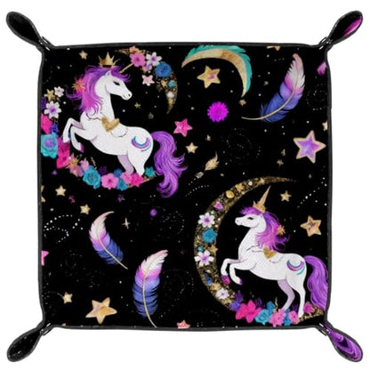 Feathers Horse Dice Tray Dice Rolling Tray Folding Dice Holder for Dice Games, Like RPG, DND and Other Table Games - color: Multi 4
