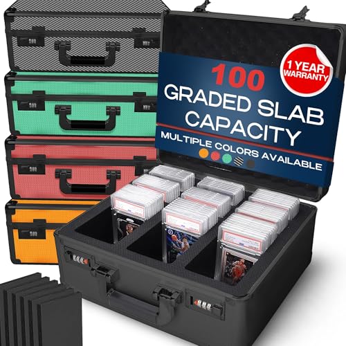 VALUN SLABPRO 100+ 3 ROW Graded Card Storage Box; Durable Sports, PSA Card Storage Box - Organizer Slab for Your Collection - For Baseball, Football, TCG, MTG Cards - Top Loader Design - color: Black, size: 100 Slabs