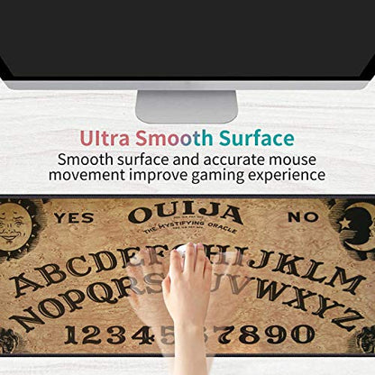 Desk Pad Mat Gaming Mouse Pads with Coasters Set, Stitched Edges Design Mouse Pad XXL Large Mouse Pad for Laptop Computers Retro Ouija Board Desk Writing Mat for Office & Home 31.5x 11.8 - color: Retro Ouija Board