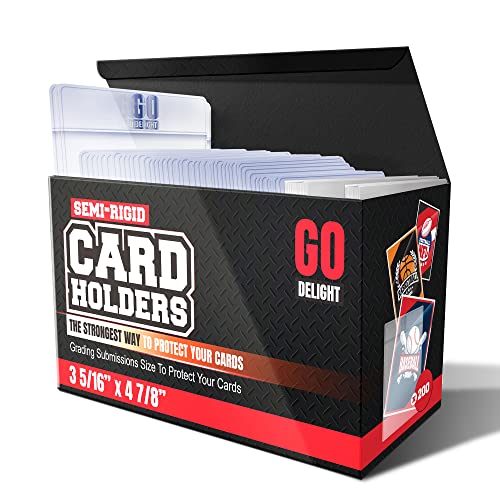 Semi Rigid Card Holders & Sleeves for PSA, CGC, BGS & TAG Trading Card Grading Submission - size: 200-Pack Semi Rigid + 200-Pack Soft Sleeves