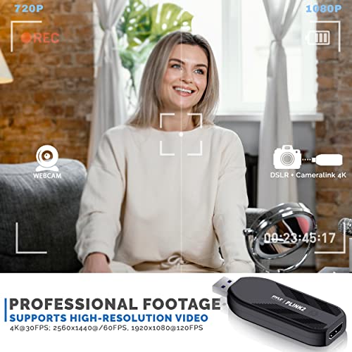 PyleUsa HDMI Capture Card - Camera Link 4K USB3.1 GEN1 HDMI-to-USB Audio-Video Recording via DSLR Camcorder Action Cam, Record Directly to Computer Gaming,Streaming,Conference,Live Broadcast,PLINK 2 - style: Mini Power Capture Card