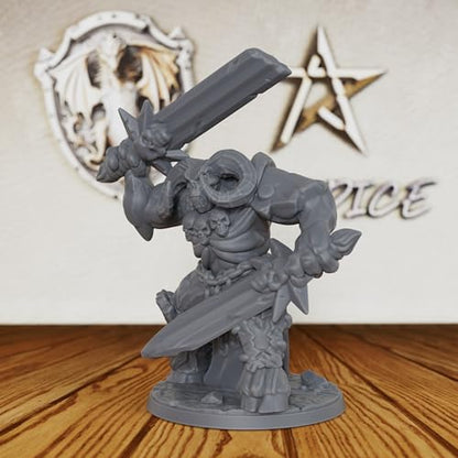 Tabletop Unpainted Miniatures for Fantasy Role Playing & TTRPG - 32mm Scale Dark Warrior Minis Figurine for Dungeon Masters, Miniature Game RPG Accessory Figure - 5.6cm Demon Warrior (AS288)