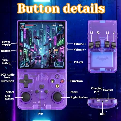 S600 Retro Handheld Game Console, 4.0 Inch IPS Display, 64GB Memory, Over 22,000 Classic Games, 4000mAh Battery - style: Purple 64G