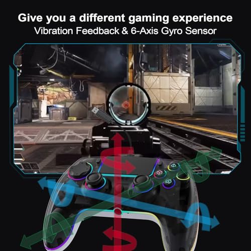 RGB Wired Game Controller for PlayStation 5 Replacement Gamepad with Hall Effect Trigger for PS-5 & Windows PC Double Vibration Motion Sensing Joystick Remote Joypad with Turbo,Macro Mapping (White) - color: White
