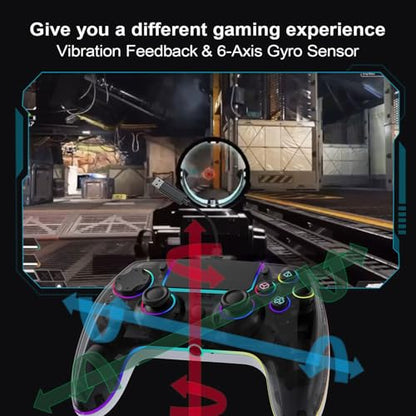 RGB Wired Game Controller for PlayStation 5 Replacement Gamepad with Hall Effect Trigger for PS-5 & Windows PC Double Vibration Motion Sensing Joystick Remote Joypad with Turbo,Macro Mapping (White) - color: White