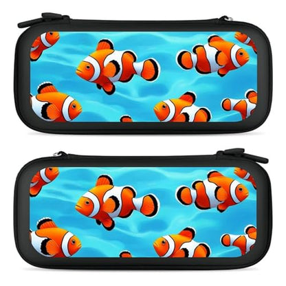 Travel Protective Pouch Compatible with Switch, Portable Carrying Case with 15 Game Cartridges, Blue Sea Clownfish Hard Shell Storage Bag - color: Color(82)