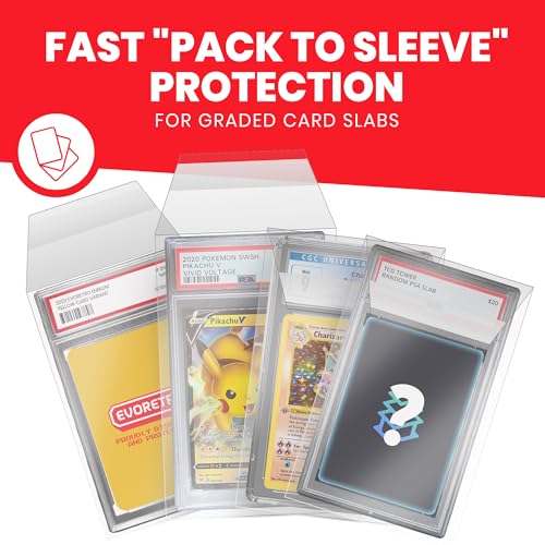 EVORETRO PSA Graded Resealable Sleeves - Premium Acid-Free Card Protection, Archival-Safe, Crystal Clear, Dustproof, Scratch Resistant - 100 Pack for Collectors - size: PSA Graded Resealable Sleeves (Pack of 100)