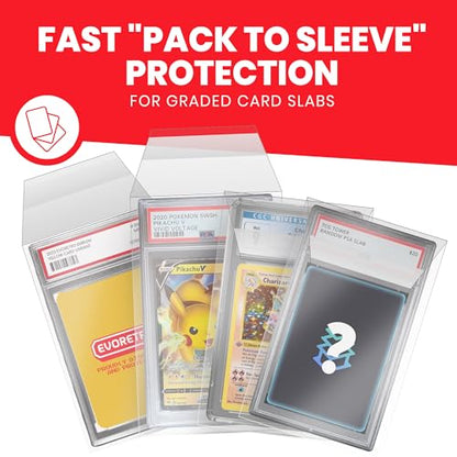 EVORETRO PSA Graded Resealable Sleeves - Premium Acid-Free Card Protection, Archival-Safe, Crystal Clear, Dustproof, Scratch Resistant - 100 Pack for Collectors - size: PSA Graded Resealable Sleeves (Pack of 100)