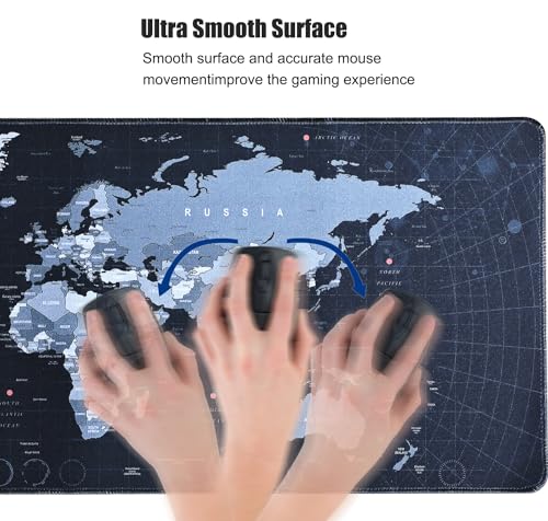 Gaming Mouse Pad XL XXL With World Map (31.5 x 11.8in) - Desk Mat, Large Keyboard Mat 3MM Anti Slip and Waterproof Rubber (Black) - color: World Map