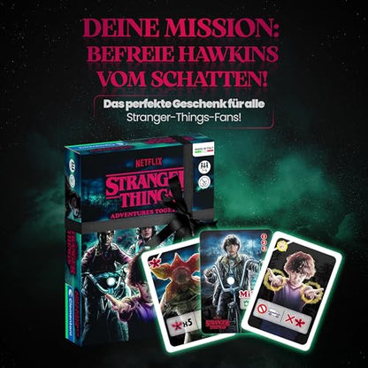 Clementoni - 16636 - Stranger Things - Adventures Together - Board Games Netflix, Family Games for Teens and Adults, 1-4 Players, Card Games, Fun Challenges