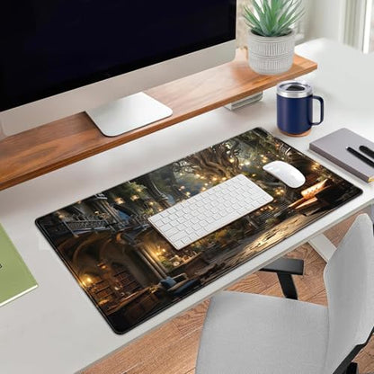 Dark Academia Bookish Desk Mat Adventure Dreams Extended Mousepad Large Gaming Mousepad Black Extended Mouse Pad XXL Laptop Computer Mouse Keyboard Mat 31.5 x 15.7 - color: A9- Bookish Academia