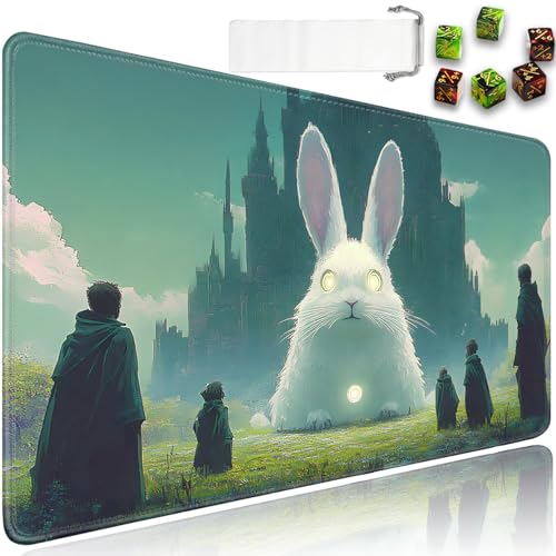 for MTG Game Playmat - 24 x 14 inches with Dices and Storage Bags, Non-Slip Base for TCG and Board Game Card Mats, Trading Card Games Mat, Sorcery Rabbit Pattern Collectible Card Playmats - color: Jv-playmat-p7-1-g186