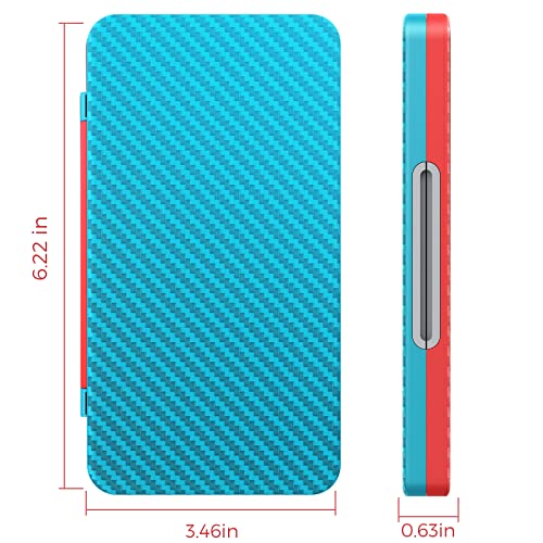 HEIYING Game Card Case Compatible with NINTENDO SWITCH 2 / Micro SD Cards | Portable Game Card Holder, Hard ABS Shell with Soft Silicone Lining, Dedicated Card Slots,Magnetic Closure for Easy Access - color: Carbon Fibre Blue Red