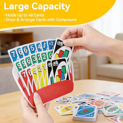 4pcs-Card Holder For Playing Cards, Large And Portable Playing Card Holder, Can Hold 40 Playing Cards In 3 Layers,Suitable For Family Gatherings, Elderly People, Etc.(2pcs Yellow And 2pcs Red)