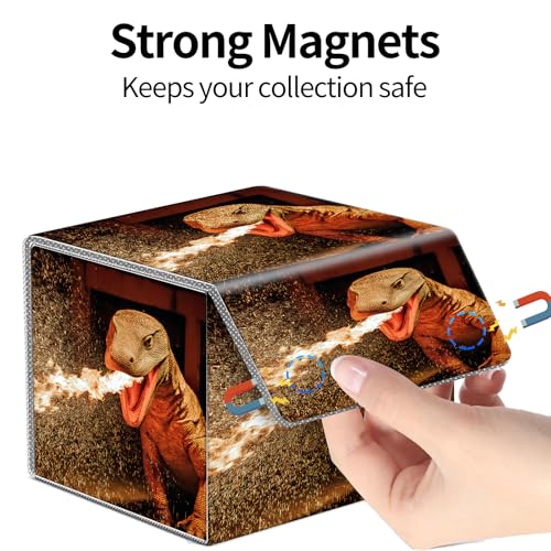PU Leather Deck Box for MTG Commander Cards, Fits 100+ Double Sleeved Cards, Secure Magnetic Trading Card Storage Case for TCG CCG,Fire Breathing Komodo Dragon - color: Fire Breathing Komodo Dragon