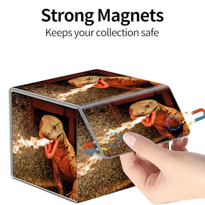 PU Leather Deck Box for MTG Commander Cards, Fits 100+ Double Sleeved Cards, Secure Magnetic Trading Card Storage Case for TCG CCG,Fire Breathing Komodo Dragon - color: Fire Breathing Komodo Dragon