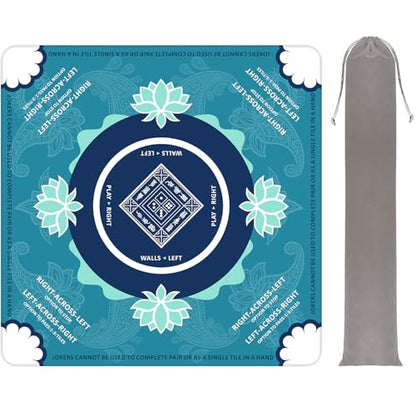 Mahjong Mat for Table,31.5 * 31.5in 3mm，Non-Slip, Silent. | Mahjong Mat with Rules with Storage Bag， Reduction Gaming Mat for Mahjong, Poker, Board Games, Dominoes (Turquoise) - color: Turquoise