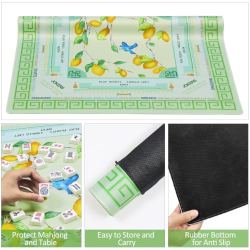 Jongyance American Learning Mahjong Mat (33”x33”), Mahjong Mat for Table, Mah-jongg Game Mat - color: Green