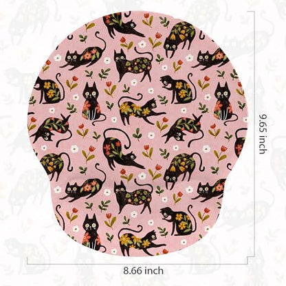 Ergonomic Mouse Pad with Wrist Support,Non-Slip Rubber Base for Computer Laptop & Mac,Lightweight Rest for Home,Office & Travel (Flowers Cats) - color: Flowers Cats