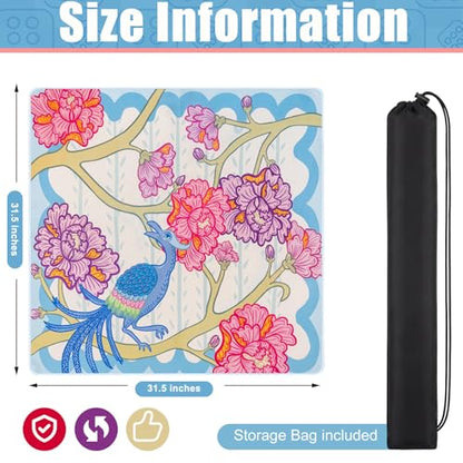 Drydiet Mahjong Mat for Table 31.5 x 31.5 Inch American Mahjong Mat with Carrying Bag, Non-Slip Noise Reduction Table Item for Family Poker Domino Board Game Night & Party Use(Peacock) - style: Peacock