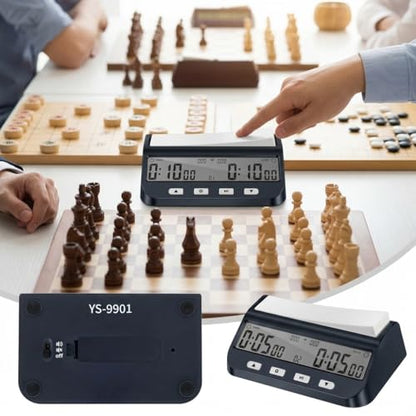 Digital Chess Clock Delay Bonus BYO YOMI and Count Up Multifunctional Portable Chess Timer with Large Button Countdown Time Addition Delay Alarm On/Off Move Counting Memory Setting