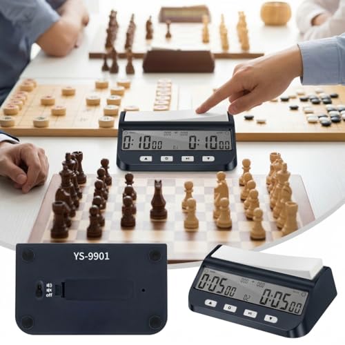 Digital Chess Clock Delay Bonus BYO YOMI and Count Up Multifunctional Portable Chess Timer with Large Button Countdown Time Addition Delay Alarm On/Off Move Counting Memory Setting
