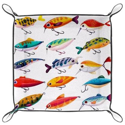 Fishing Lures Dice Tray Dice Rolling Tray Folding Dice Holder for Dice Games, Like RPG, DND and Other Table Games - color: Multi 5