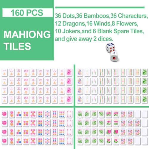 Ceenna American Mahjong Set with Carrying Bag,American,Green - color: Green