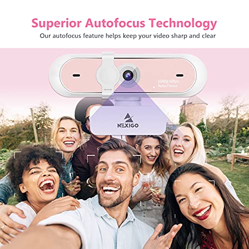 NexiGo N660P 1080P 60FPS Webcam with Software Control, Dual Microphone & Cover, Autofocus, HD USB Computer Web Camera, for OBS/Zoom/Skype/FaceTime/Teams/Twitch, Pink - size: 1080P 60FPS Webcam Pink