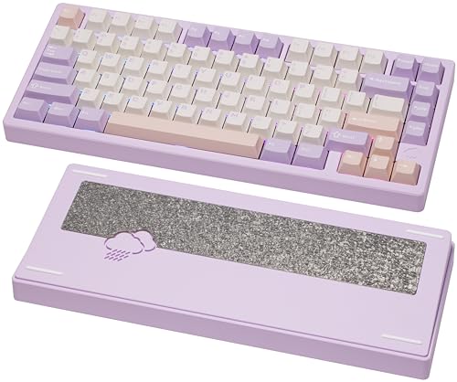 KEEBMONKEY WOBKEY Rainy 75 CNC Aluminum HMX/JWK/Cocoa Switches Triple-Mode Connectivity Mechanical Keyboard with Superior Acoustics, RGB/FR4/Silver SUS304/7000mAh/Cocoa Switch (Pro - Purple) - style: Pro - Purple