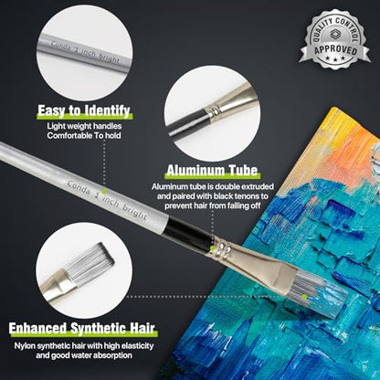 Paint Brushes Set of 24 Pieces, CONDA Different Shapes Wooden Handles Brushes with Art Brush Case, Professional Artist Brushes for Oil, Acrylic Canvas Watercolor Painting Craft - color: Light Grey