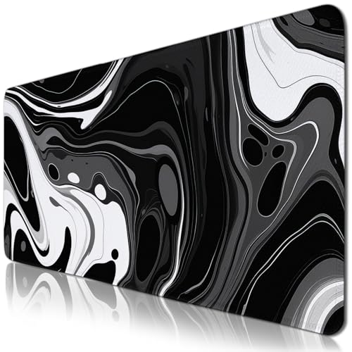 Gaming Mouse Pads, Computer Keyboard Mousepad withNon-Slip Base and Stitched Edge, Gifts for Boy Men, Large Desk Mat for Topdesk for Keyboard and Mouse 15.7”x 35.4”XXL Black White - color: BlackWhite, size: XX-Large