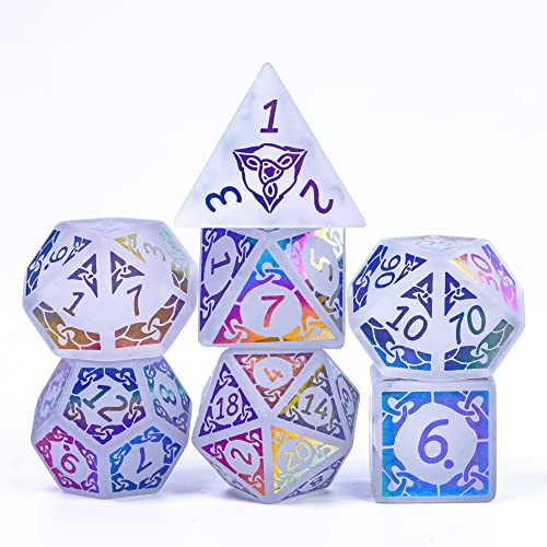UDIXI Gemstone Dice Set D&D White Crystal Stone DND Dice for Tabletop Games | Natural Stone, Premium Gift Box, DM Gift, for Dungeons and Dragons Role Playing Games - color: Electroplating White Crystal