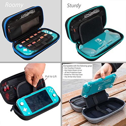 ButterFox Extra Large Carrying Case for Nintendo Switch Lite, Fits Charger, Compatible with JETech Protective Case and Most Grips, Game and Accessories Storage (BLACK) - color: BLACK
