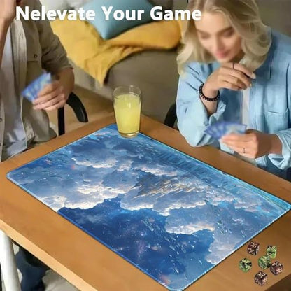 MTG Playmat 24x14 Inch | Optional Game Zone Layout | Non-Slip Rubber Base | Stitched Edges | Includes Free Storage Bag | for TCG, Board Games, and Desk Use(Cloudspire,Without Zone) - color: Cloudspire, style: Without zone