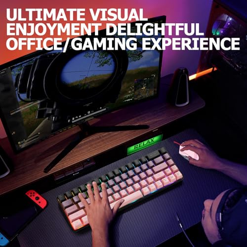 Guiheng Wired 60% Gaming Keyboard and Mouse Combo, Ultra-Compact 61 Keys RGB Backlit Mini Keyboard, Lightweight 3200 DPI Optical, Wired Gaming Set for Windows,PC, MAC PS5 Xbox Gamer(BlackBerry Pink) - color: Blackberry Pink combo