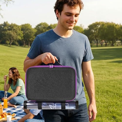 casmilee Deck Box Carrying Case for MTG/TCG Cards with Playmat Straps | 6 Adjustable Dividers, Mesh Pocket, Shoulder Strap, Holds Deck Boxes, Dice and Playmat, Case Only - color: Purple