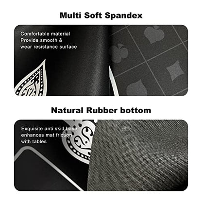 YUZPKRSI 70 x 35 Inch Poker Mat, 8 Players Texas Hold'em Poker Rubber Mat Poker Topper for Tables, Folding Portable Poker Table Top Layout w/Carrying Bag for Poker Games, Blackjack, Casino - color: 70 X 35 Inch-oval Black