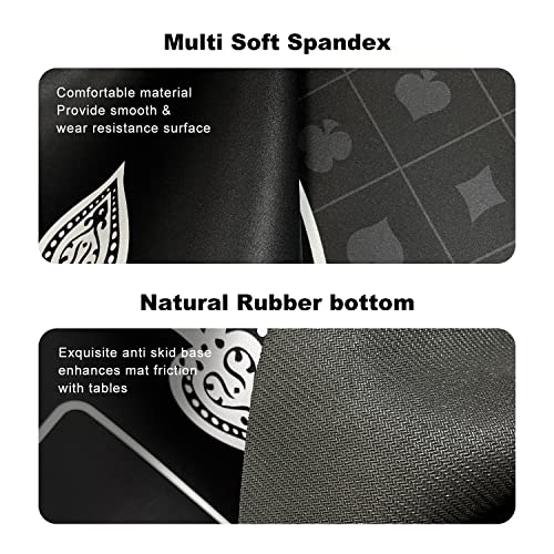YUZPKRSI 70 x 35 Inch Poker Mat, 8 Players Texas Hold'em Poker Rubber Mat Poker Topper for Tables, Folding Portable Poker Table Top Layout w/Carrying Bag for Poker Games, Blackjack, Casino - color: 70 X 35 Inch-oval Black