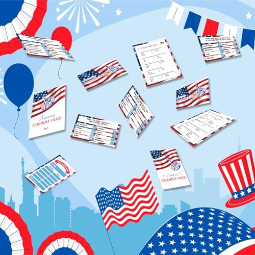 4th of July Trivia Game, America Friendly Feud Game Set, Independence Day Game Supplies, 4th of July Games for Adults and Teens, Feud Quiz, Independence Day Group Game, Fun Party Game