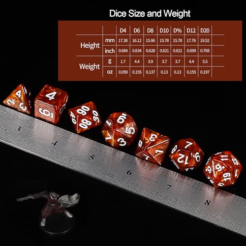 QMay Polyhedral Dice Set - 7 x 7 (49 Pieces) DND Dice with 7PCS Black Drawstring Bags Great for Dungeons and Dragons, RPG, MTG,Role Playing Table Games D4 D6 D8 D10 D% D12 D20 - color: 7 Sets-49pcs