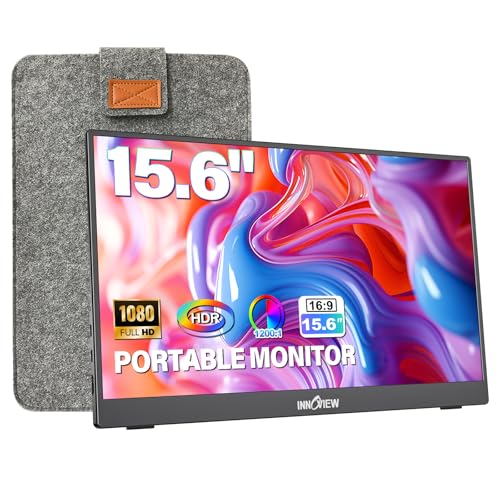InnoView Portable Monitor 15.6" 1080P for Laptop with Protective Sleeve, Built-in 90° Adjustable Stand USB C HDMI Ultra-Slim Portable Laptop Monitor for MacBook Phone PS Xbox Switch - size: 15.6 Inch