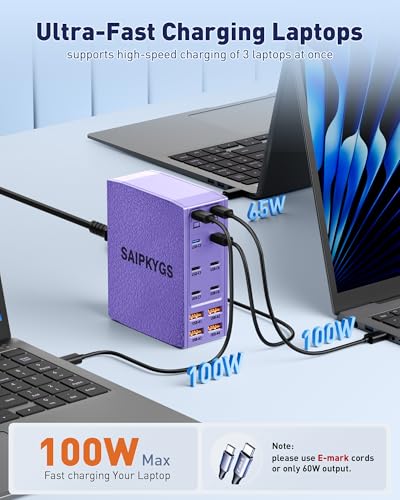 USB Charging Station (1000W),12-Port USB C Charger Block with Dual 100W PD USB-C Fast Charging Station Hub for MacBook Pro/Air/All iPad Phone 17/16 15/14/13/Pro Max/Samsung Galaxy Note(Purple) - color: Purple
