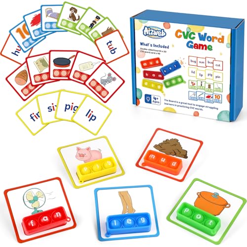 Aizweb CVC Word Games Kindergarten,Phonics Games for Kids Ages 3-8,CVC Flashcards for Preschool Special Education Classroom Supplies,Reading&Spelling Activity Phonics Manipulatives for Kids - style: CVC