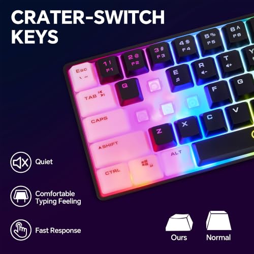 CHONCHOW 60% Gaming Keyboard and Mouse Combo, 68 Keys Wired LED RGB Backlit | Gaming Keyboard and RGB Backlit Mouse, Small Light up Keyboard for PC Xbox PS4 (Black-White) ﻿ - color: Black-White