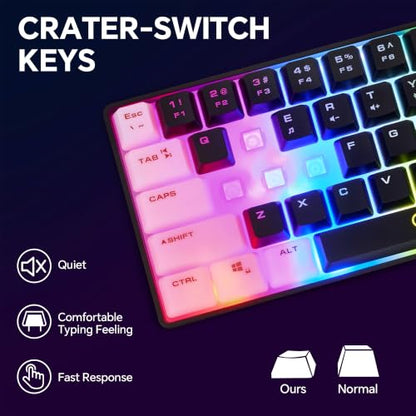CHONCHOW 60% Gaming Keyboard and Mouse Combo, 68 Keys Wired LED RGB Backlit | Gaming Keyboard and RGB Backlit Mouse, Small Light up Keyboard for PC Xbox PS4 (Black-White) ﻿ - color: Black-White