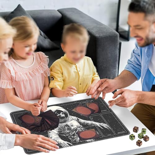 for MTG/TCG Playmat with Zones, 24 x 14 inches Trading Card Playmat with A Storage Bag and 6 Dice, Non-Lip Rubber Bottom Game Desk Mat, Astronaut Skeleton - color: Yux-playmats-2-3A-253