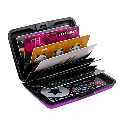 RFID Blocking Credit Card Protector Aluminum ID Case Hard Shell Business Card Holders Metal Wallet for Men or Women (Aluminum, Purple) | RFID Blocking Credit Card Protector Aluminum ID Case Hard Shell Business Card Holders Metal Wallet for Men or Women -